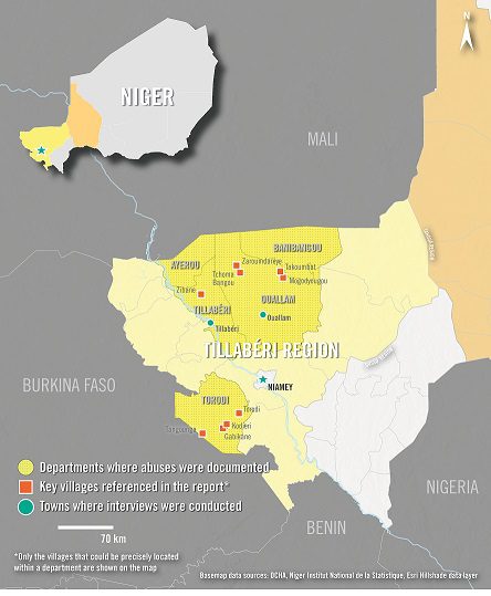 Map of the conflict in the Tillaberi Region
