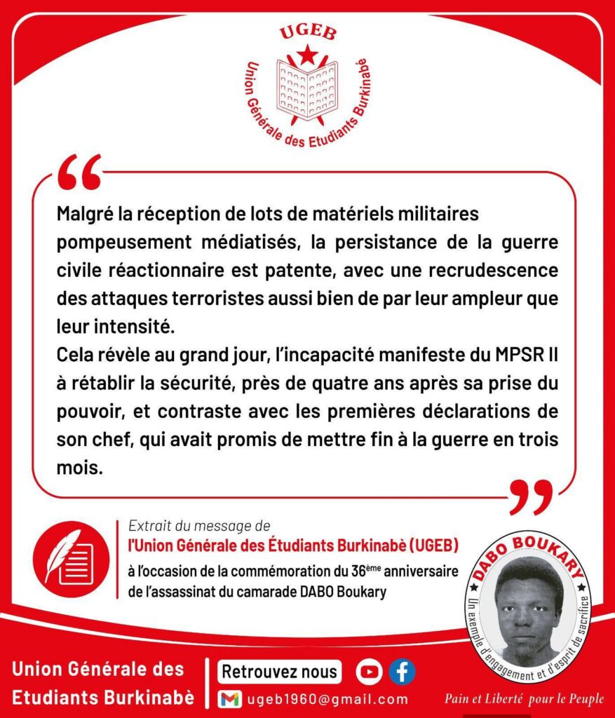 Burkina Faso’s security outlook: student union critiques MPSR II governance