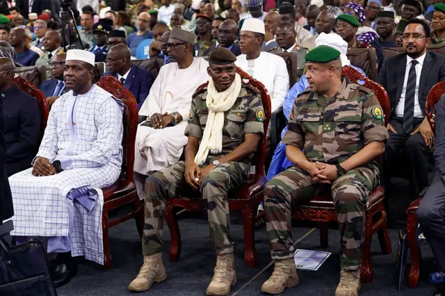 Malian officials including Sadio Camara at an event in Bamako.