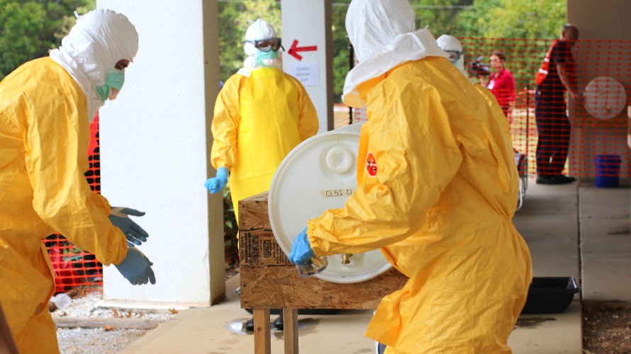 Ebola virus under microscope