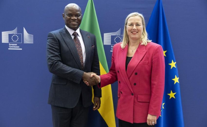 Gabonese and EU officials in Brussels discussing fishing agreements