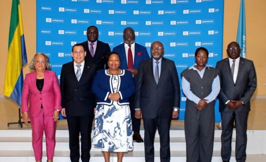 Officials at the launch of Gabon's education reform roadmap
