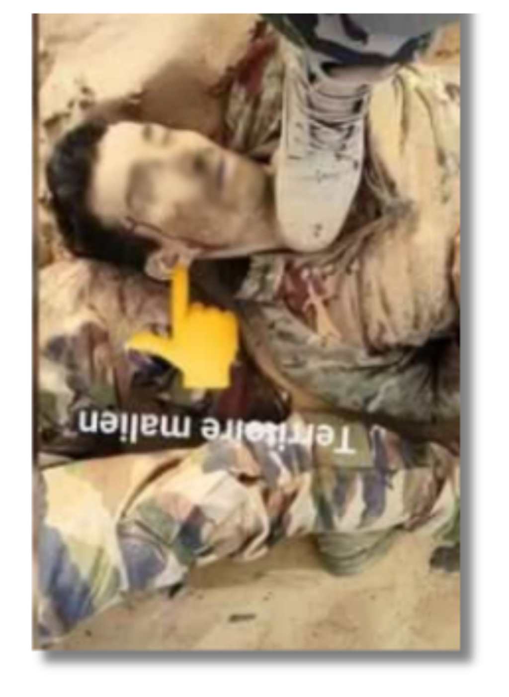 We traced the image of the man in military gear featured in the propaganda posts. The image was flipped and his face was later blurred.