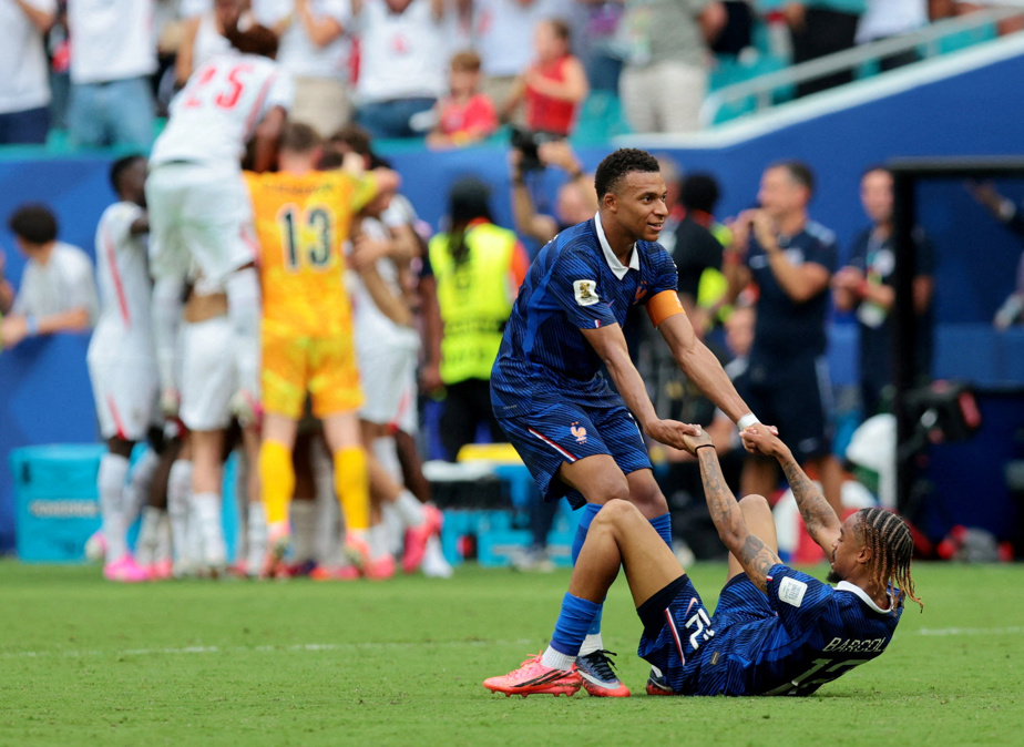 Mbappé in action during the match