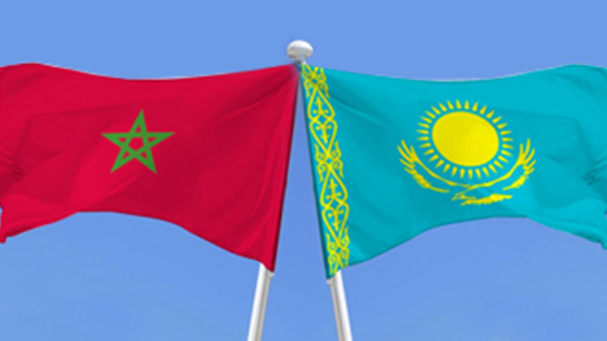 Kazakhstan and Morocco flags side by side