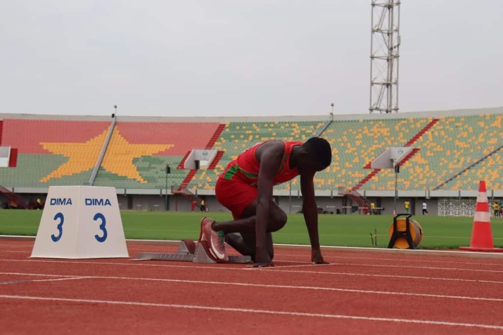 Young athletes competing at the Five Nations Athletics Championships