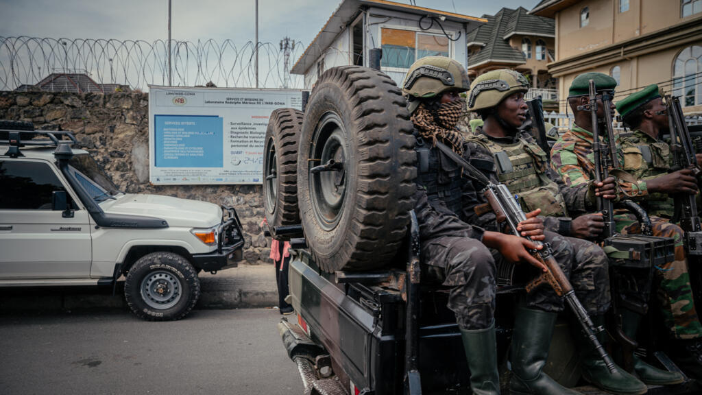M23 rebels patrol near Goma laboratory