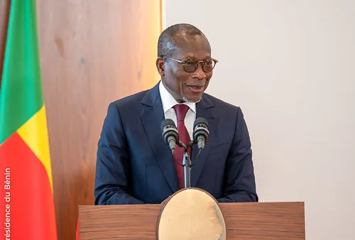 Patrice Talon delivering his inaugural address as first Senate President of Benin