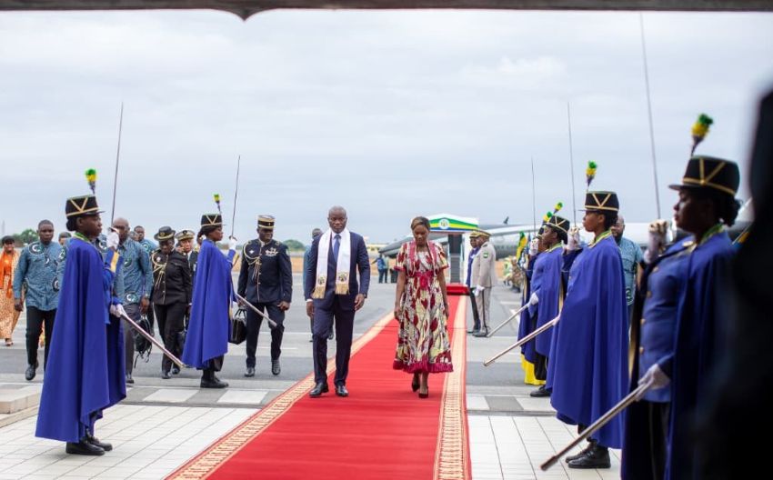 President Oligui Nguema and spouse returning to Libreville